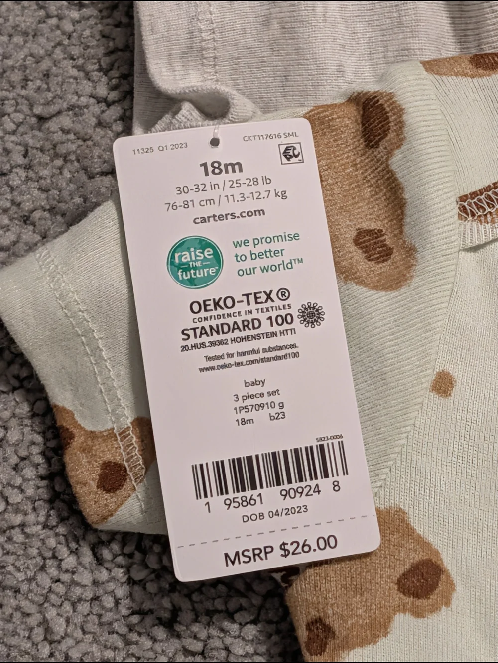 Carter's Mint Green Cookie & Milk Print 3-Piece Set